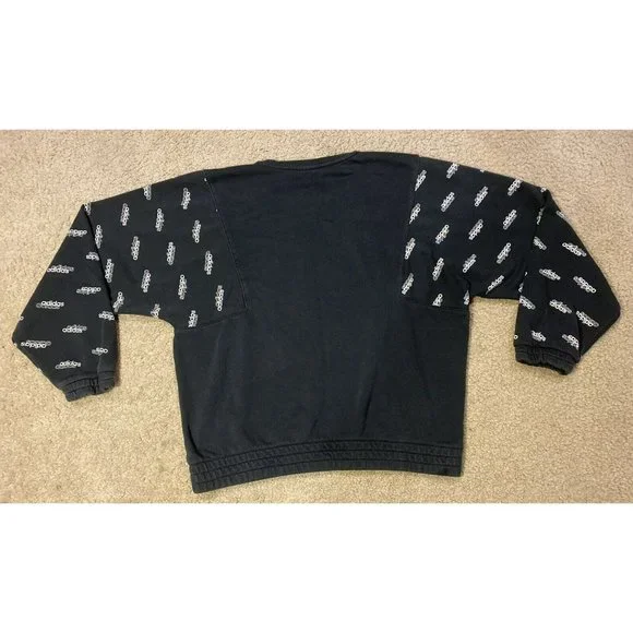 Adidas Originals Spell Out Crew Neck Black  Sweatshirt Size Small - Picture 2 of 5